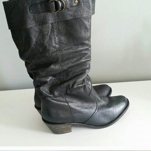 Steve Madden 8.5 Gaven Black Cowboy Leather Boots - Picture 2 of 7